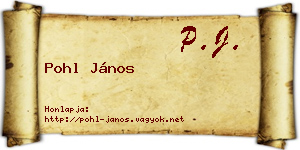 Pohl János névjegykártya